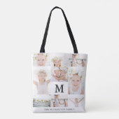 Klassieke fotocollage met monogram en naam tote bag (Achterkant)