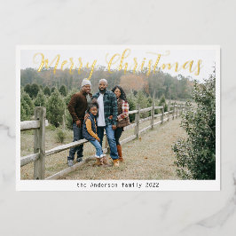 Klassieke fotografie met Merry Kerstmis Gold-scrip Folie Feestdagenkaart