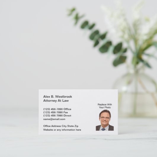 Klassieke fotosjabloon advocaat visitekaartje (Staand voorkant)