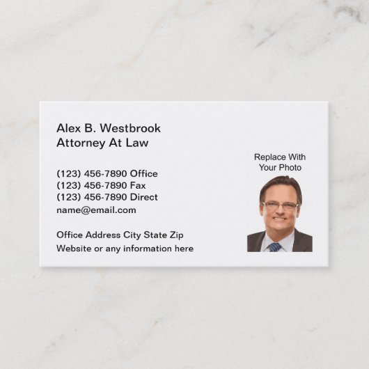 Klassieke fotosjabloon advocaat visitekaartje (Voorkant)