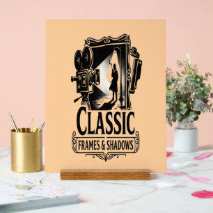 Klassieke Frames & Schaduwen Vintage Noir Bioscoop Acryl Bord