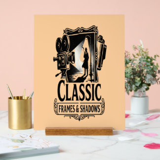 Klassieke Frames & Schaduwen Vintage Noir Bioscoop Acryl Bord