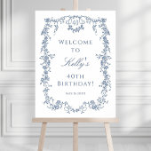 Klassieke Franse Blauwe 40e Verjaardagsfeest Welko Poster