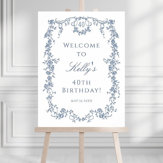 Klassieke Franse Blauwe 40e Verjaardagsfeest Welko Poster