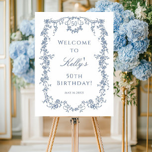 Klassieke Franse Blauwe 50e Verjaardagsfeest Welko Poster