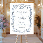 Klassieke Franse Blauwe 90ste Verjaardag Feest Wel Poster