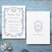 Klassieke Franse Blauwe Bloemen 60ste Verjaardagsf Kaart