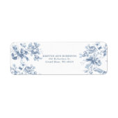 Klassieke Franse blauwe bloemen en linten bruiloft Etiket (Voorkant)