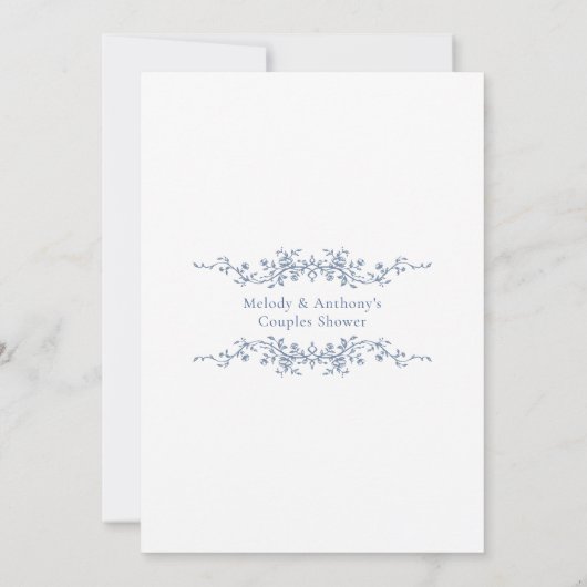 Klassieke Franse Blauwe Bloemen Koppels Douche Kaart (Achterkant)