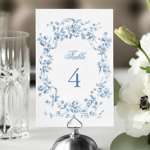 Klassieke Franse Blauwe Bloemen & Lint Huwelijk Kaart