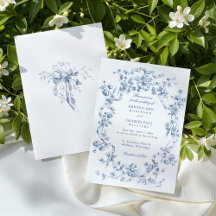 Klassieke Franse Blauwe Bloemen & Lint Huwelijk