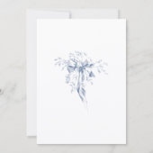 Klassieke Franse Blauwe Bloemen & Lint Huwelijk Save The Date (Achterkant)
