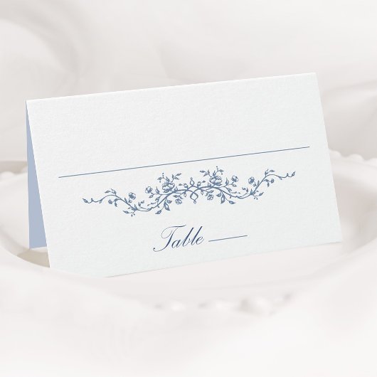 Klassieke Franse Blauwe Bloemen Wedding Place Card Kaart