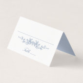 Klassieke Franse Blauwe Bloemen Wedding Place Card Kaart (Voorkant)