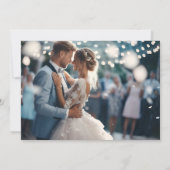 Klassieke Franse blauwe bloemenkroon trouw 2 foto Bedankkaart (Achterkant)