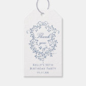 Klassieke Franse Blauwe Bloemkam Dank u Cadeaulabel (Voorkant)