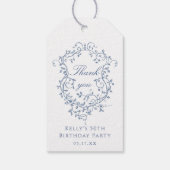 Klassieke Franse Blauwe Bloemkam Dank u Cadeaulabel (Achterkant)