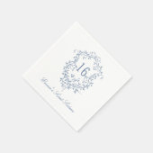 Klassieke Franse Blauwe Bloemkam Sweet 16 Verjaard Servet (Hoek)