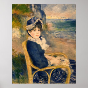 Klassieke Franse dame die aan het strand breit Kun Poster