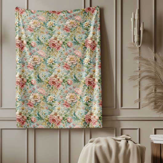 Klassieke Franse rococo ingewikkelde botanische De Fleece Deken
