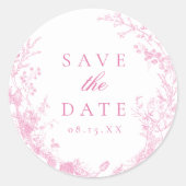 Klassieke Franse Roze Huwelijk Save The Date Ronde Sticker (Voorkant)