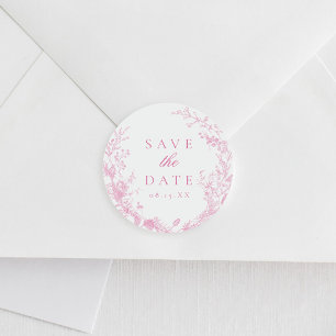 Klassieke Franse Roze Huwelijk Save The Date Ronde Sticker