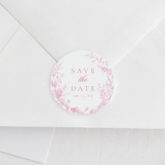 Klassieke Franse Roze Huwelijk Save The Date Ronde Sticker