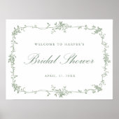 Klassieke Franse saliegroene bruidsdouche-welkom Poster (Voorkant)