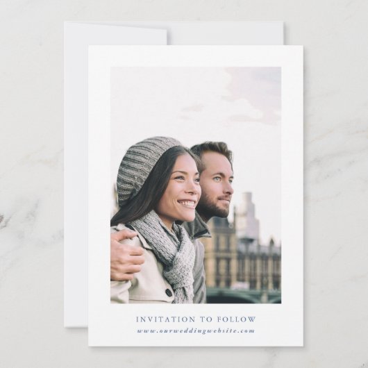 Klassieke Franse Victoriaans Blauwe Bloemen Trouwf Save The Date (Achterkant)