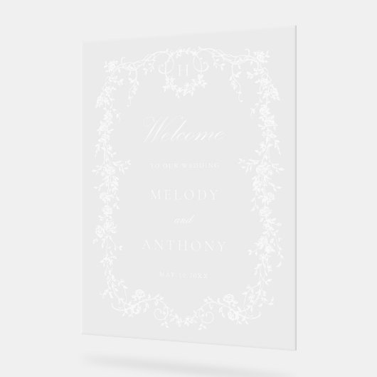 Klassieke Franse Victoriaans Bloemen Huwelijk Welk Acryl Bord (Hoek)