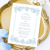 Klassieke Franse Victoriaans Dusty Blue Wedding Kaart