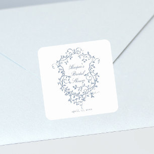 Klassieke Franse Victoriaanse Blauwe Bruidsdouche Vierkante Sticker