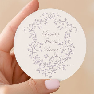Klassieke Franse Victoriaanse lavendel bruiloftsbo Ronde Sticker