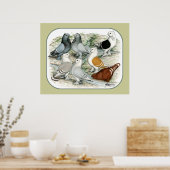 Klassieke Frill Barred Pigeons Poster (Keuken)