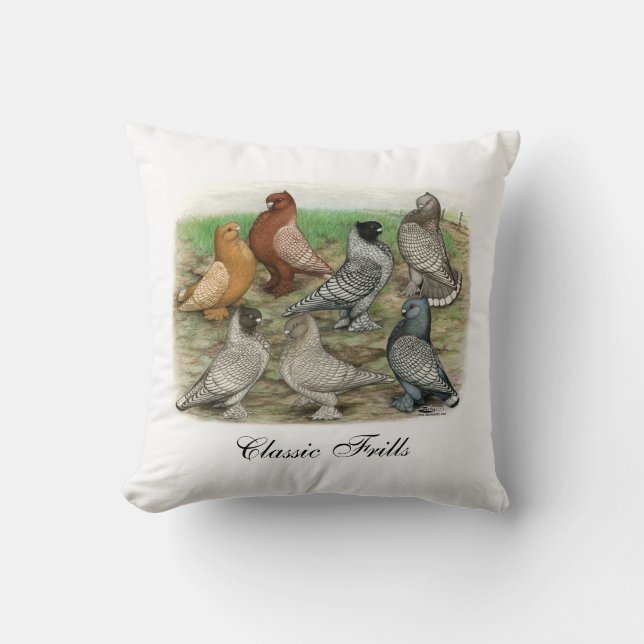 Klassieke Frill Pigeons Laced Blondinettes Kussen (Voorkant)