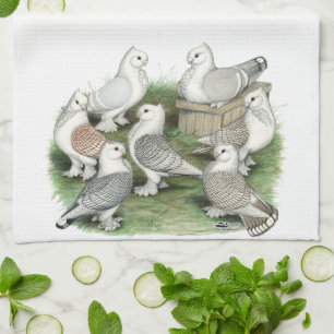 Klassieke Frill Pigeons Theedoek