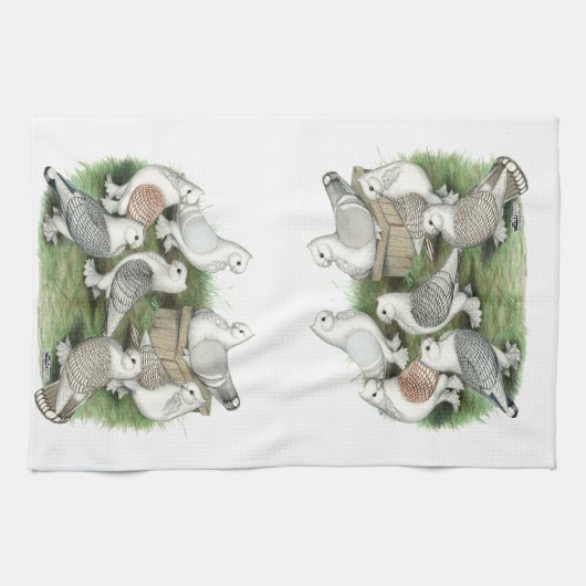Klassieke Frill Pigeons Theedoek (Horizontaal)