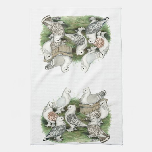 Klassieke Frill Pigeons Theedoek