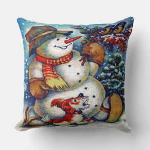 Klassieke Frosty de sneeuwman en vrienden een kers Kussen
