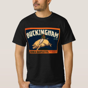 Klassieke Fruitkist Label Kunst Cowboy op Varken R T-shirt