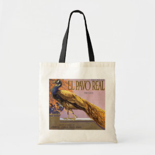 Klassieke Fruitkist Label Kunst El Pavo Pauw Vogel Tote Bag