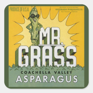 Klassieke Fruitkist Label Kunst Mr. Grass Asperge