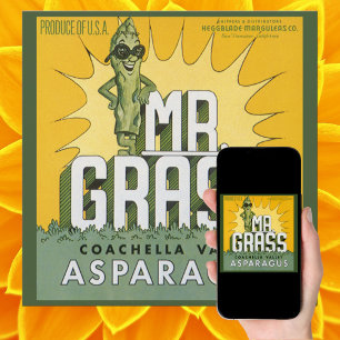 Klassieke Fruitkist Label Kunst Mr. Grass Asperge Kaart