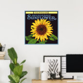 Klassieke Fruitkist Label Kunst Orangedale Sunflow Poster (Thuiskantoor)