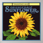 Klassieke Fruitkist Label Kunst Orangedale Sunflow Poster (Voorkant)