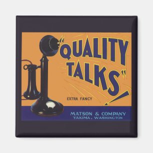 Klassieke Fruitkist Label Kunst, Ouderwetse Telefo Magneet