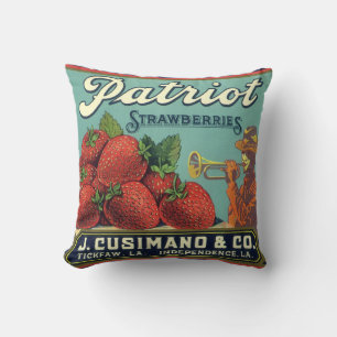 Klassieke Fruitkist Label Kunst Patriot Aardbeien Kussen