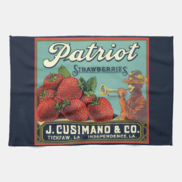 Klassieke Fruitkist Label Kunst Patriot Aardbeien Theedoek