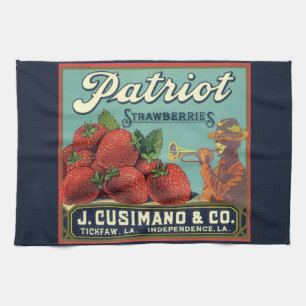 Klassieke Fruitkist Label Kunst Patriot Aardbeien Theedoek