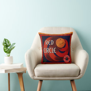 Klassieke Fruitkist Label Kunst Rode Cirkel Sinaas Kussen